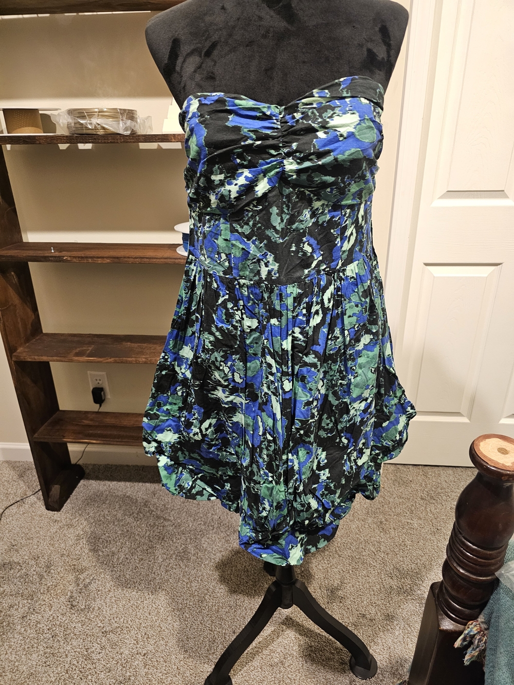 torrid Strapless Blue & Green Floral Bubble Dress